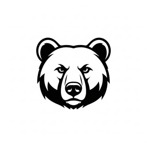 Flat Bear Face Logo Design for T-shirt Printing