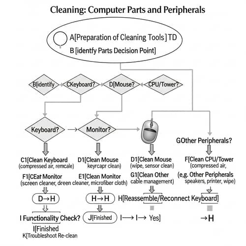 Flowchart Symbols & Steps for Cleaning Computer Parts
