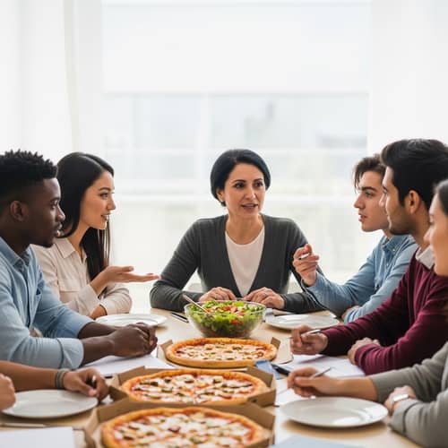 Diverse College Students Group Discussion with Professor | Study Session