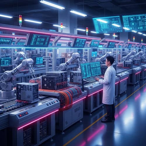 New System: Futuristic Computer Assembly Warehouse