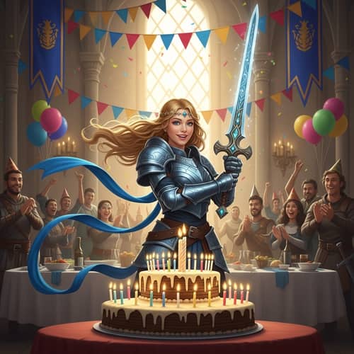 Warrior Princess Birthday Celebration with Unique Sword