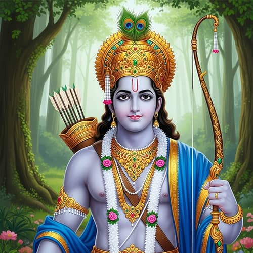 Artistic Representation of Lord Ram in Royal Blue Attire