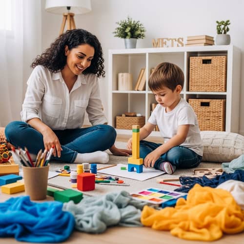 Empathetic Mother Encouraging Creative Play for Child