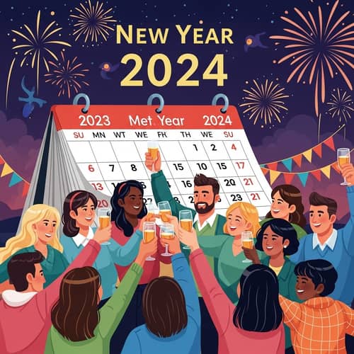 2024 New Year Transition Celebration with Diverse Group