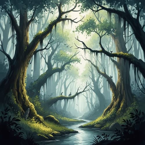 Mystical Forest Watercolor Painting - Enchanting Nature Art