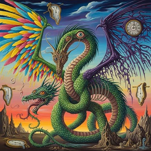 Majestic Dragon in Surrealistic Dali Style