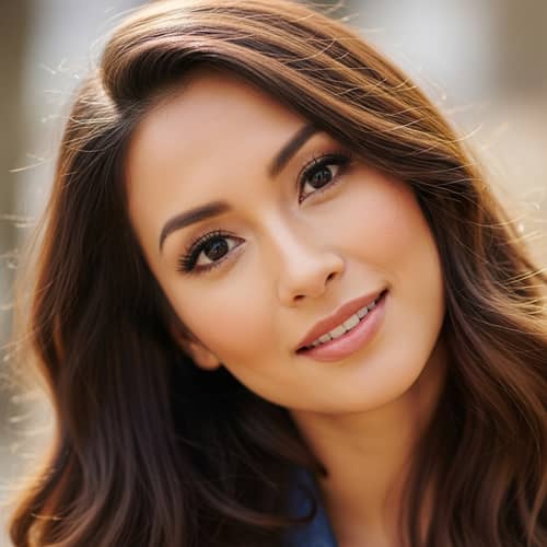 Brunette Woman with Expressive Black Eyes and Caramel Skin