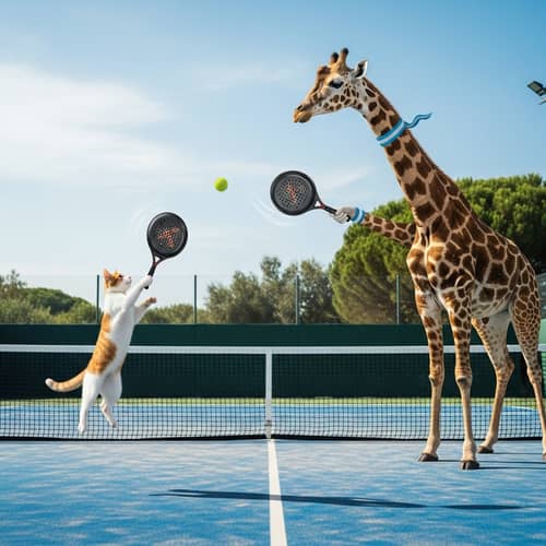Cat vs Giraffe: Paddle Tennis Showdown
