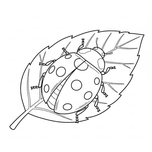 Coloring Page: A Cute Ladybug on a Leaf