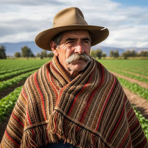 Traditional South American Farming Man | Hispanic Ruana Cloak