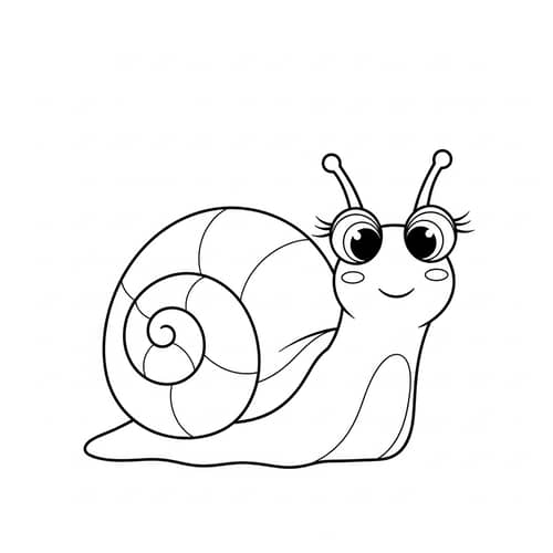 Cute Snail Coloring Page for 1-Year-Olds