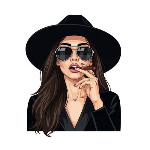 Vector Illustration of Stylish South Asian Girl in Black Attire