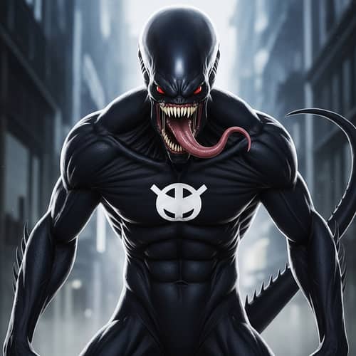 Menacing Creature with Black Alien-Like Appearance