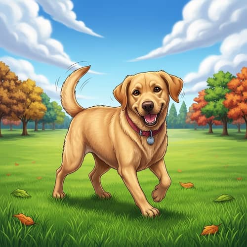 Lively Labrador Retriever Frolicking in Park - Joyful Dog Scene