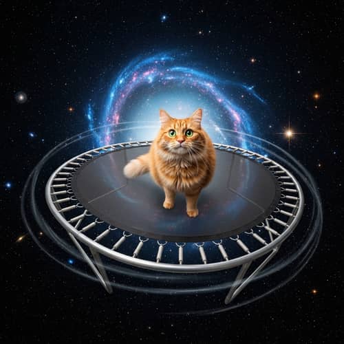 Cat on Rotating Trampoline in Space