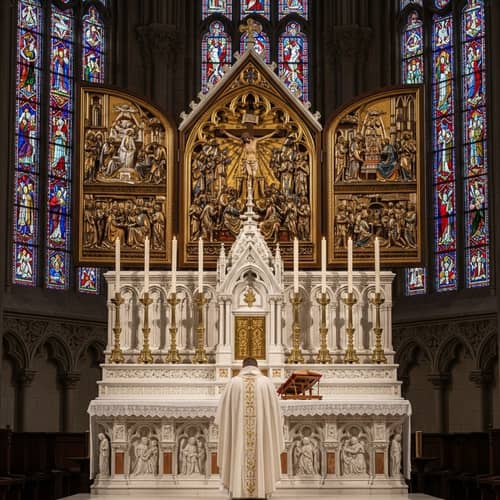 Traditional Catholic High Altar - Detailed Depiction