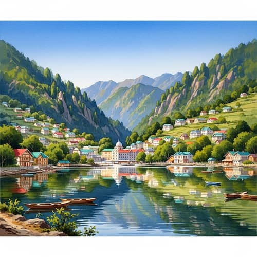 Scenic Nainital Watercolor Painting | Tranquil Landscape Art