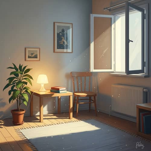Cozy Minimalist Room Painting: Lofi Style Artwork