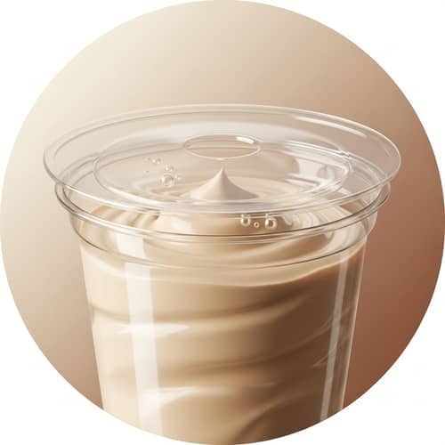 Circular Logo Design with Disposable Plastic Cup and Cream