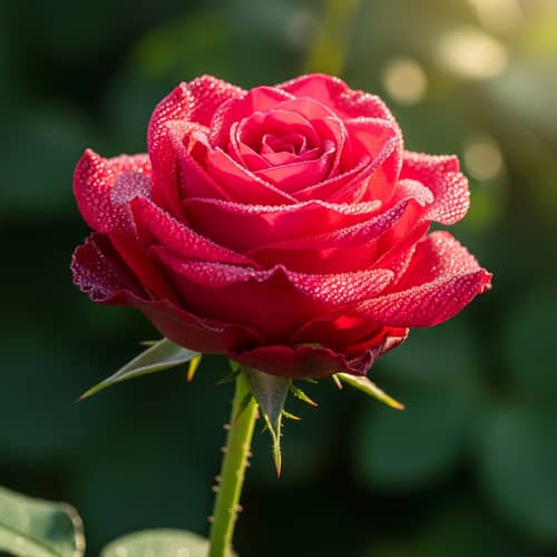 Crimson Red Rose in Full Bloom - Stunning Close-Up Photo