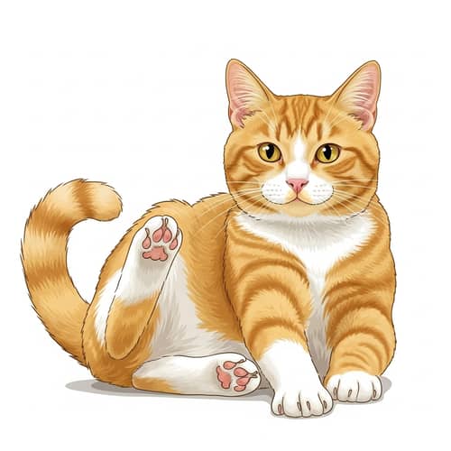Friendly Yellow Cat with White Leg - Unique and Eye-Catching