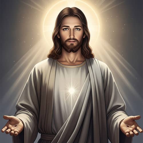 Front-Facing Jesus Christ - Peaceful and Compassionate Image