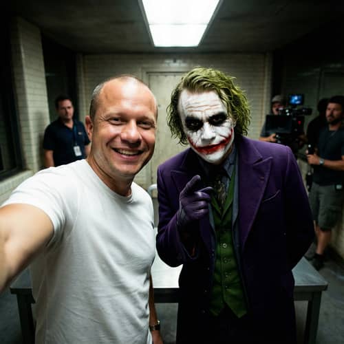 Candid Joker Selfie on 'The Dark Knight' Set