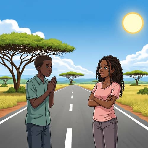 Apology in African Savannah: Black Boy and Girl