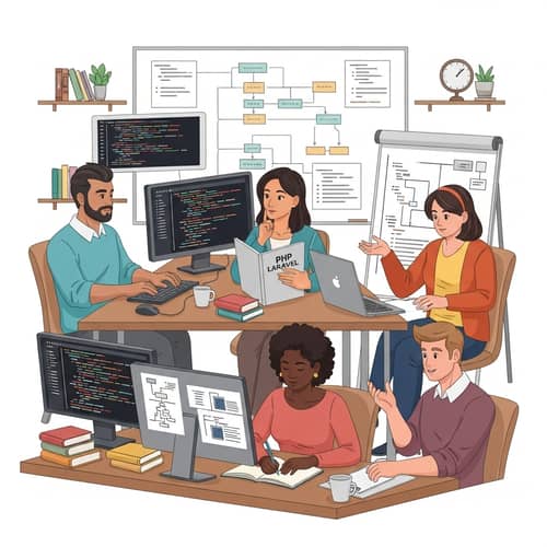 Diverse Programmers Developing Project with PHP Laravel