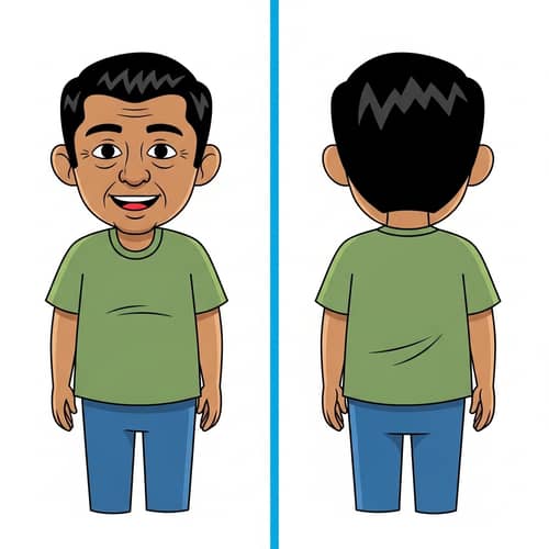 Cheerful South Asian Man Cartoon Character in Dual Frames
