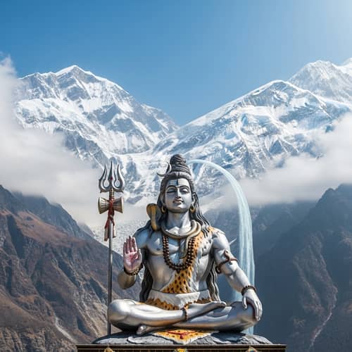 Meditating Shiva in Himalayas: Tranquility and Divine Serenity