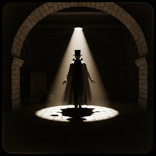 Cryptic Philanthropist in Noir Underground Chamber