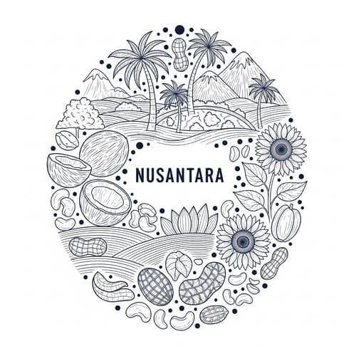Nusantara-Inspired Line Drawing Artwork in Navy Colors
