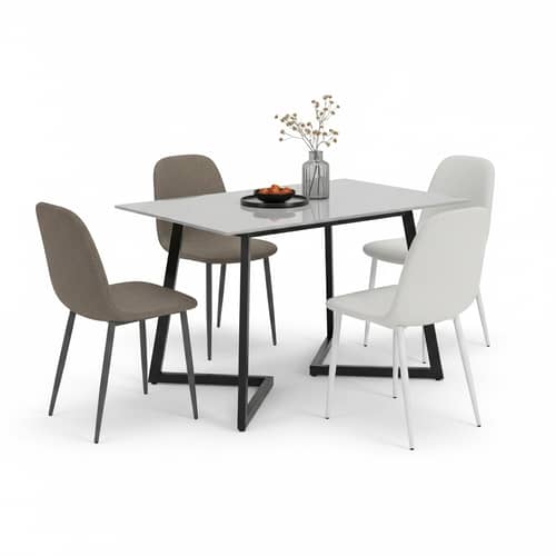 Modern 4 Seater Rectangular Dining Table with Chairs | Sleek Design
