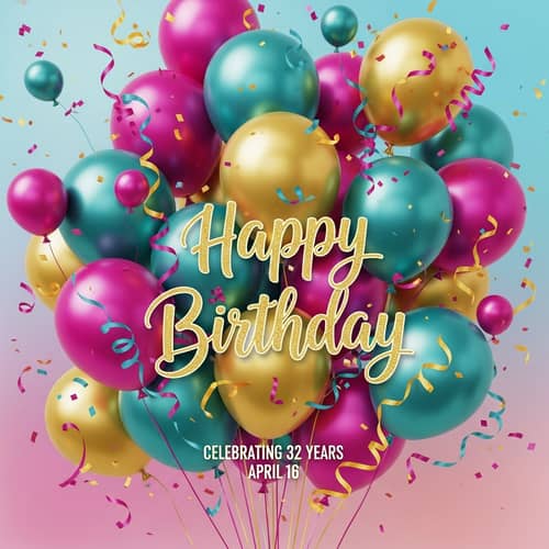 Vibrant Birthday Card for a 32-Year-Old Woman