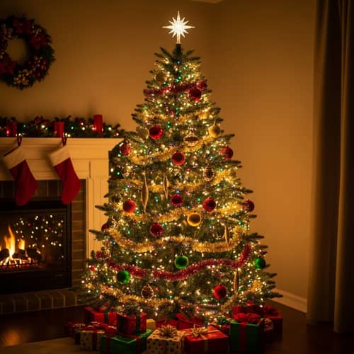 Beautifully Decorated Christmas Tree - Festive Home Decor