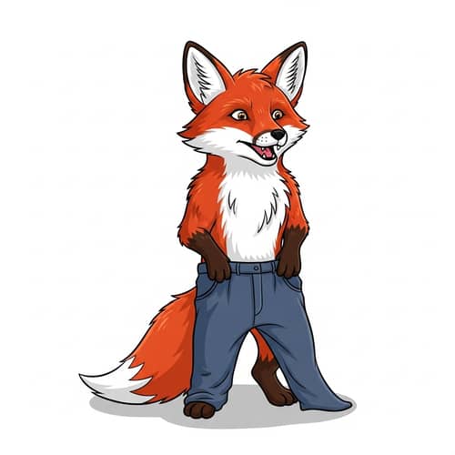 Adorable Cartoon Red Fox Birthday Trouser Dilemma
