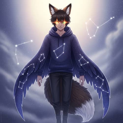Celestial Being with Fox Ears and Tail | Fantasy Stardust Art