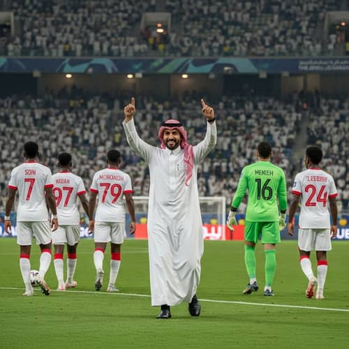Middle-Eastern Saudi Businessman Celebrates Football Club Victory in Jeddah