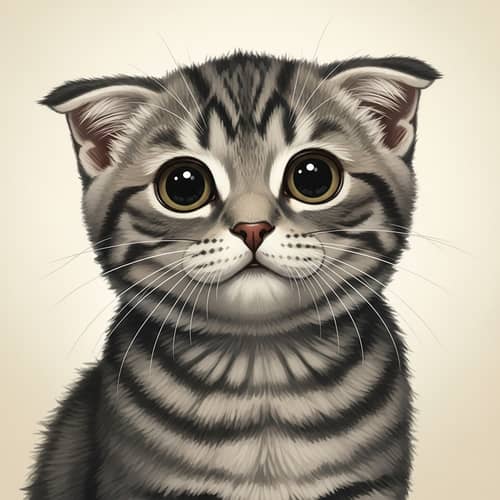 Adorable Domestic Cat with Lovely Round Eyes and Swirled Grey Fur