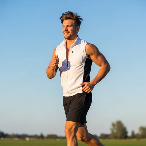 Fitness Enthusiast Jogging in Park at Sunrise | Healthy Lifestyle