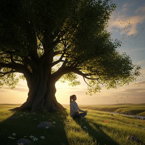 Serenity in Nature: Meditating under Ancient Tree