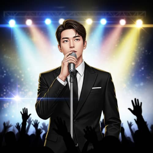 East Asian Male Singer on Stage - Live Performance
