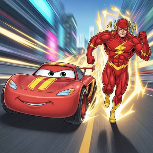 Fast Red Race Car vs Muscular Humanoid - Epic Race Scenario
