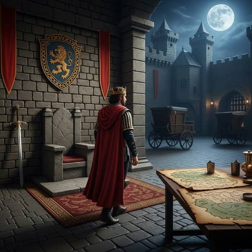 Medieval Noble in Castle | Maps, Sword, Lion Crest