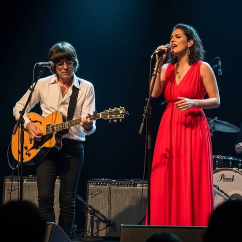 Harmonious Rock Duet on Stage | Guitarist and Singer Performance