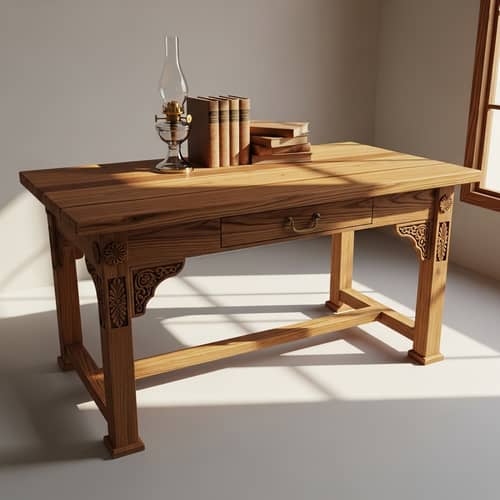 Rustic Wooden Table with Vintage Décor