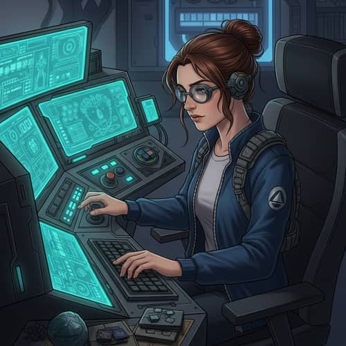 Futuristic Game Master: Secret Agent at Glowing Console | 2025 Tech