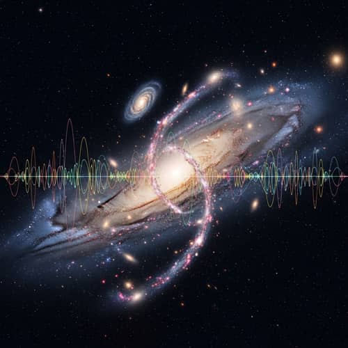 Quantum Galaxy with Swirling Constellations & Star Clusters