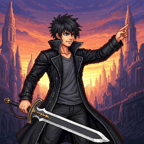 Pixel Art of Kirito from Sword Art Online